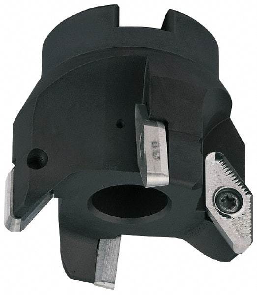 LMT - 5 Inserts, 4" Cut Diam, 1-1/2" Arbor Diam, 0.59" Max Depth of Cut, Indexable Square-Shoulder Face Mill - 0/90° Lead Angle, 2-1/2" High, VCGT 2205.. Insert Compatibility, Series V22 - Apex Tool & Supply