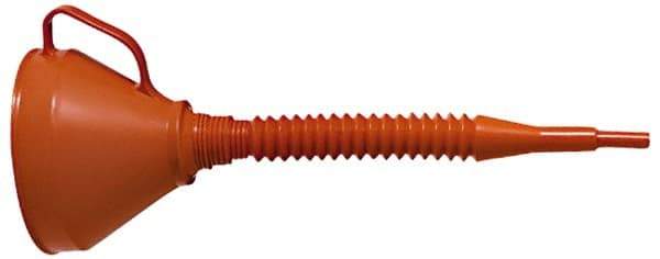 Lubeq - 1.5 Qt Capacity Plastic Funnel - 6" Mouth OD, 0.46" Tip OD, 11-1/2" Detachable Flexible Spout, Red - Apex Tool & Supply
