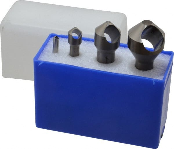 M.A. Ford - 4 Piece, 3/16 to 1-1/8" Head Diam, 90° Included Angle, Single End Countersink Set - Apex Tool & Supply