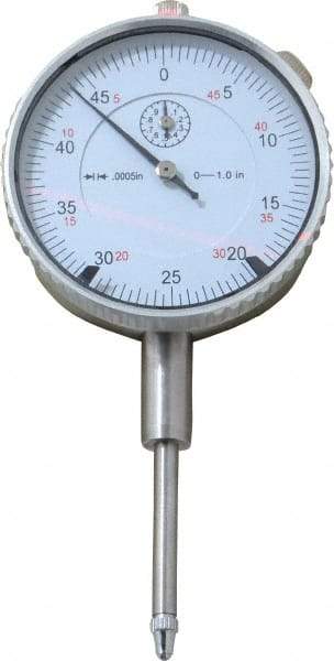 Value Collection - 1" Range, 0-50 Dial Reading, 0.0005" Graduation Dial Drop Indicator - 2.28" Dial, Revolution Counter - Apex Tool & Supply