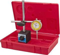 Value Collection - 0.001" Graduation, 0-100 Dial Reading, Dial Indicator & Base Kit - 55mm Base Length x 50mm Base Width x 63mm Base Height, 2-9/32" Dial Diam - Apex Tool & Supply