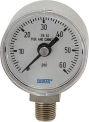 Wika - 1-1/2" Dial, 1/8 Thread, 0-60 Scale Range, Pressure Gauge - Lower Connection Mount, Accurate to 2.5% of Scale - Apex Tool & Supply