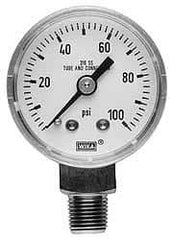 Wika - 2" Dial, 1/4 Thread, 0-160 Scale Range, Pressure Gauge - Lower Connection Mount, Accurate to 2.5% of Scale - Apex Tool & Supply