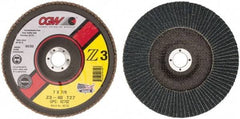 Camel Grinding Wheels - 40 Grit, 7" Disc Diam, 7/8" Center Hole, Type 27 Zirconia Alumina Flap Disc - 8,600 Max RPM, Poly Cotton Backing, Arbor Attaching System, Coated - Apex Tool & Supply