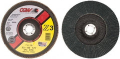 Camel Grinding Wheels - 60 Grit, 7" Disc Diam, 7/8" Center Hole, Type 27 Zirconia Alumina Flap Disc - 8,600 Max RPM, Poly Cotton Backing, Arbor Attaching System, Coated - Apex Tool & Supply