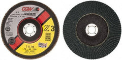 Camel Grinding Wheels - 40 Grit, 7" Disc Diam, 7/8" Center Hole, Type 29 Zirconia Alumina Flap Disc - 8,600 Max RPM, Poly Cotton Backing, Arbor Attaching System, Coated - Apex Tool & Supply