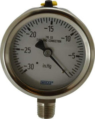 Wika - 2-1/2" Dial, 1/4 Thread, 30-0 Scale Range, Pressure Gauge - Lower Connection Mount, Accurate to 1.5% of Scale - Apex Tool & Supply