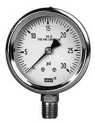 Wika - 2-1/2" Dial, 1/4 Thread, 0-10,000 Scale Range, Pressure Gauge - Center Back Connection Mount, Accurate to 1.5% of Scale - Apex Tool & Supply