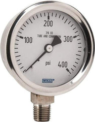 Wika - 2-1/2" Dial, 1/4 Thread, 0-400 Scale Range, Pressure Gauge - Lower Connection Mount, Accurate to 1.5% of Scale - Apex Tool & Supply