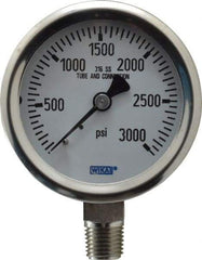 Wika - 2-1/2" Dial, 1/4 Thread, 0-3,000 Scale Range, Pressure Gauge - Lower Connection Mount, Accurate to 1.5% of Scale - Apex Tool & Supply