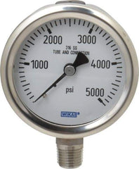 Wika - 2-1/2" Dial, 1/4 Thread, 0-5,000 Scale Range, Pressure Gauge - Lower Connection Mount, Accurate to 1.5% of Scale - Apex Tool & Supply