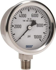 Wika - 2-1/2" Dial, 1/4 Thread, 0-10,000 Scale Range, Pressure Gauge - Lower Connection Mount, Accurate to 1.5% of Scale - Apex Tool & Supply