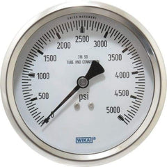 Wika - 4" Dial, 1/2 Thread, 0-5,000 Scale Range, Pressure Gauge - Lower Back Connection Mount, Accurate to 1% of Scale - Apex Tool & Supply