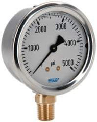 Wika - 2-1/2" Dial, 1/4 Thread, 0-5,000 Scale Range, Pressure Gauge - Lower Connection Mount, Accurate to 1.5% of Scale - Apex Tool & Supply