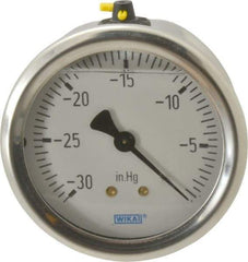 Wika - 2-1/2" Dial, 1/4 Thread, 30-0 Scale Range, Pressure Gauge - Center Back Connection Mount, Accurate to 1.5% of Scale - Apex Tool & Supply