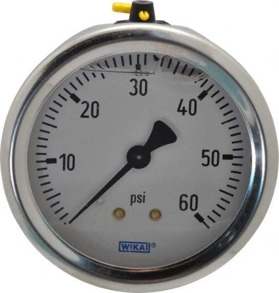 Wika - 2-1/2" Dial, 1/4 Thread, 0-60 Scale Range, Pressure Gauge - Center Back Connection Mount, Accurate to 1.5% of Scale - Apex Tool & Supply