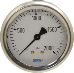 Wika - 2-1/2" Dial, 1/4 Thread, 0-2,000 Scale Range, Pressure Gauge - Center Back Connection Mount, Accurate to 1.5% of Scale - Apex Tool & Supply