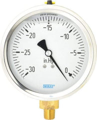 Wika - 4" Dial, 1/4 Thread, 30-0 Scale Range, Pressure Gauge - Lower Connection Mount, Accurate to 1% of Scale - Apex Tool & Supply