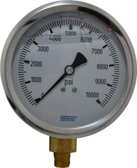 Wika - 4" Dial, 1/4 Thread, 0-10,000 Scale Range, Pressure Gauge - Lower Connection Mount, Accurate to 1% of Scale - Apex Tool & Supply