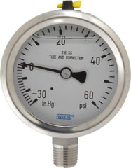 Wika - 2-1/2" Dial, 1/4 Thread, 30-0-60 Scale Range, Pressure Gauge - Lower Connection Mount, Accurate to 1.5% of Scale - Apex Tool & Supply