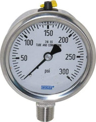 Wika - 2-1/2" Dial, 1/4 Thread, 0-300 Scale Range, Pressure Gauge - Lower Connection Mount, Accurate to 1.5% of Scale - Apex Tool & Supply