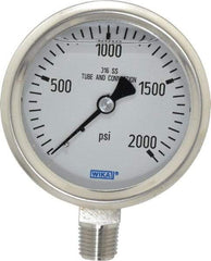 Wika - 2-1/2" Dial, 1/4 Thread, 0-2,000 Scale Range, Pressure Gauge - Lower Connection Mount, Accurate to 1.5% of Scale - Apex Tool & Supply