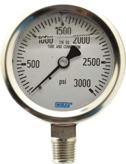 Wika - 2-1/2" Dial, 1/4 Thread, 0-3,000 Scale Range, Pressure Gauge - Lower Connection Mount, Accurate to 1.5% of Scale - Apex Tool & Supply
