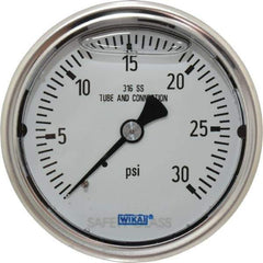 Wika - 2-1/2" Dial, 1/4 Thread, 0-30 Scale Range, Pressure Gauge - Center Back Connection Mount, Accurate to 1.5% of Scale - Apex Tool & Supply