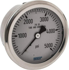 Wika - 2-1/2" Dial, 1/4 Thread, 0-5,000 Scale Range, Pressure Gauge - Center Back Connection Mount, Accurate to 1.5% of Scale - Apex Tool & Supply
