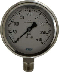 Wika - 4" Dial, 1/2 Thread, 0-400 Scale Range, Pressure Gauge - Lower Connection Mount, Accurate to 1% of Scale - Apex Tool & Supply
