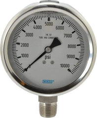 Wika - 4" Dial, 1/2 Thread, 0-10,000 Scale Range, Pressure Gauge - Lower Connection Mount, Accurate to 1% of Scale - Apex Tool & Supply