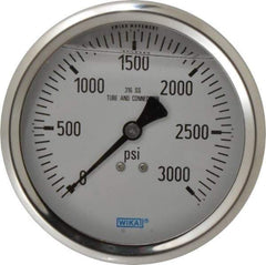 Wika - 4" Dial, 1/2 Thread, 0-3,000 Scale Range, Pressure Gauge - Lower Back Connection Mount, Accurate to 1% of Scale - Apex Tool & Supply