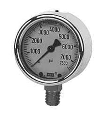 Wika - 4" Dial, 1/4 Thread, 0-60 Scale Range, Pressure Gauge - Lower Back Connection Mount, Accurate to 1% of Scale - Apex Tool & Supply