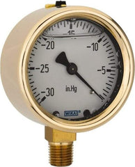 Wika - 2-1/2" Dial, 1/4 Thread, 30-0 Scale Range, Pressure Gauge - Lower Connection Mount, Accurate to 1.5% of Scale - Apex Tool & Supply
