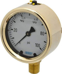 Wika - 2-1/2" Dial, 1/4 Thread, 0-100 Scale Range, Pressure Gauge - Lower Connection Mount, Accurate to 1.5% of Scale - Apex Tool & Supply