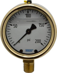 Wika - 2-1/2" Dial, 1/4 Thread, 0-200 Scale Range, Pressure Gauge - Lower Connection Mount, Accurate to 1.5% of Scale - Apex Tool & Supply