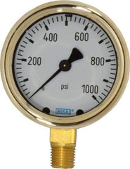 Wika - 2-1/2" Dial, 1/4 Thread, 0-1,000 Scale Range, Pressure Gauge - Lower Connection Mount, Accurate to 1.5% of Scale - Apex Tool & Supply