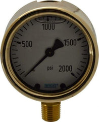 Wika - 2-1/2" Dial, 1/4 Thread, 0-2,000 Scale Range, Pressure Gauge - Lower Connection Mount, Accurate to 1.5% of Scale - Apex Tool & Supply