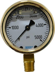 Wika - 2-1/2" Dial, 1/4 Thread, 0-5,000 Scale Range, Pressure Gauge - Lower Connection Mount, Accurate to 1.5% of Scale - Apex Tool & Supply