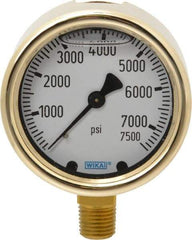 Wika - 2-1/2" Dial, 1/4 Thread, 0-7,500 Scale Range, Pressure Gauge - Lower Connection Mount, Accurate to 1.5% of Scale - Apex Tool & Supply