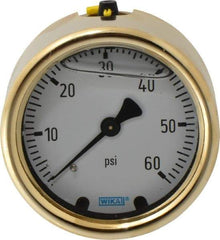 Wika - 2-1/2" Dial, 1/4 Thread, 0-60 Scale Range, Pressure Gauge - Back Connection Mount, Accurate to 1.5% of Scale - Apex Tool & Supply