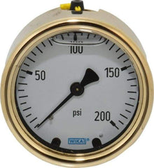 Wika - 2-1/2" Dial, 1/4 Thread, 0-200 Scale Range, Pressure Gauge - Back Connection Mount, Accurate to 1.5% of Scale - Apex Tool & Supply