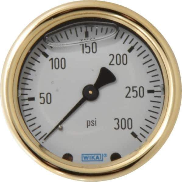 Wika - 2-1/2" Dial, 1/4 Thread, 0-300 Scale Range, Pressure Gauge - Back Connection Mount, Accurate to 1.5% of Scale - Apex Tool & Supply