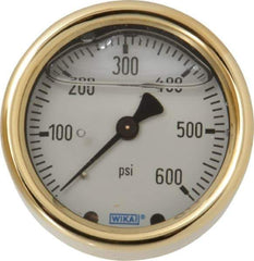 Wika - 2-1/2" Dial, 1/4 Thread, 0-600 Scale Range, Pressure Gauge - Back Connection Mount, Accurate to 1.5% of Scale - Apex Tool & Supply