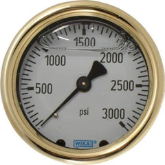 Wika - 2-1/2" Dial, 1/4 Thread, 0-3,000 Scale Range, Pressure Gauge - Back Connection Mount, Accurate to 1.5% of Scale - Apex Tool & Supply