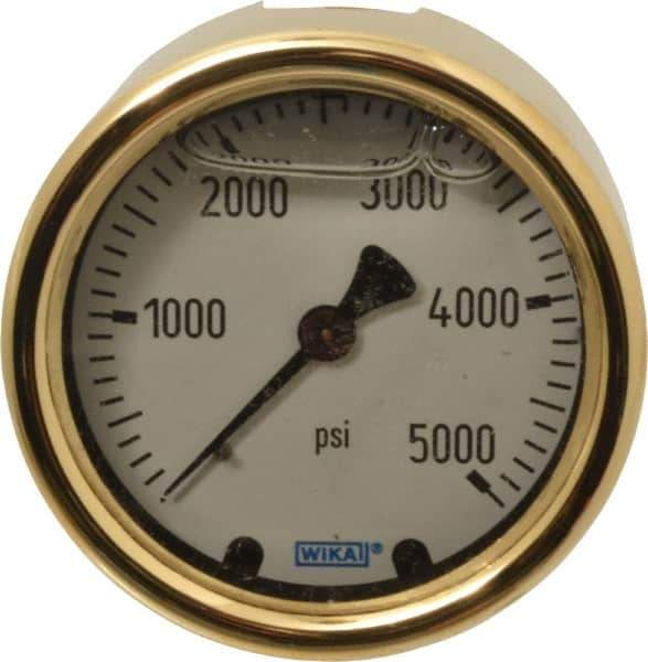 Wika - 2-1/2" Dial, 1/4 Thread, 0-5,000 Scale Range, Pressure Gauge - Back Connection Mount, Accurate to 1.5% of Scale - Apex Tool & Supply