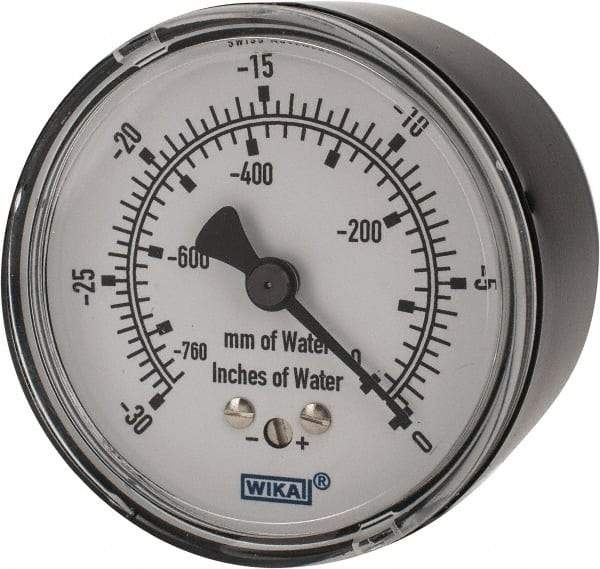 Wika - 2-1/2" Dial, 1/4 Thread, 0-30/0-760 Scale Range, Pressure Gauge - Center Back Connection Mount, Accurate to 1.5% of Scale - Apex Tool & Supply