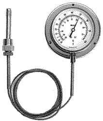 Weiss Instruments - 3-1/2 Inch, 40 to 240°F, Stainless Steel, Vapor Actuated Dial Thermometer - 5 Ft. Cap Length, Wall Mounted, Bottom Connected - Apex Tool & Supply