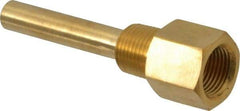 Alloy Engineering - 4 Inch Overall Length, 1/2 Inch Thread, Brass Standard Thermowell - 2-1/2 Inch Insertion Length - Apex Tool & Supply