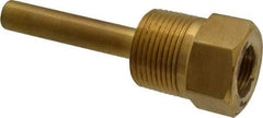 Alloy Engineering - 4 Inch Overall Length, 1 Inch Thread, Brass Standard Thermowell - 2-1/2 Inch Insertion Length - Apex Tool & Supply